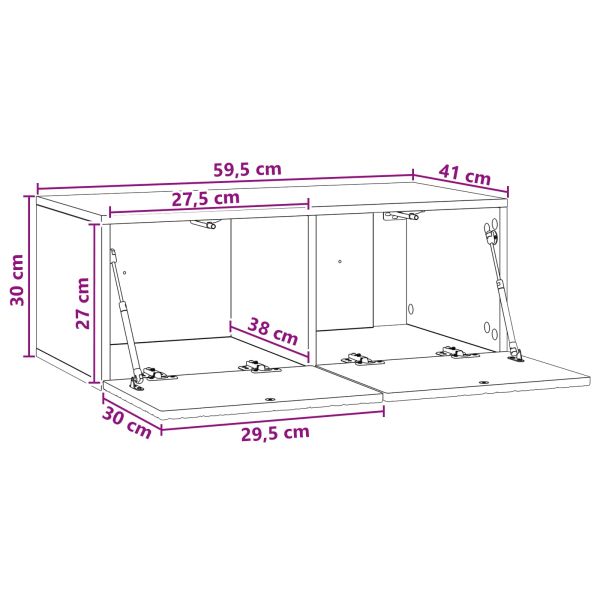 Стенно монтиран ТВ шкаф 59,5 x 41 x 30 см Бял гланц