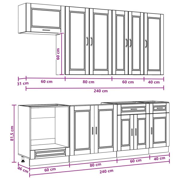 Кухненски единица PORTO 8 pcs Черно Инженерна дървесина