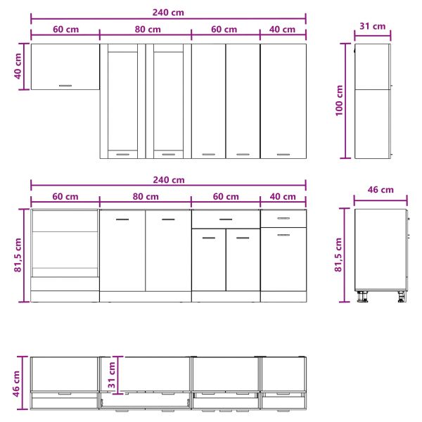 Кухненски единица LYON 8 бр. Опушен дъб Инженерна дървесина