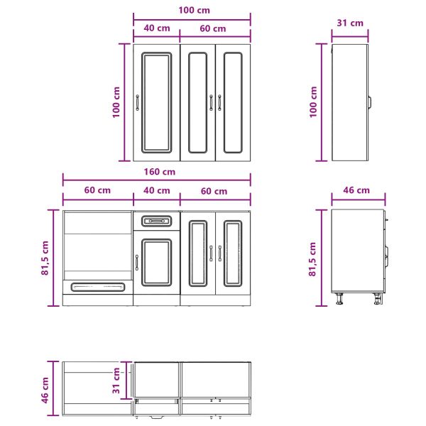 Кухненски единица KALMAR 5 pcs Бяло Инженерна дървесина