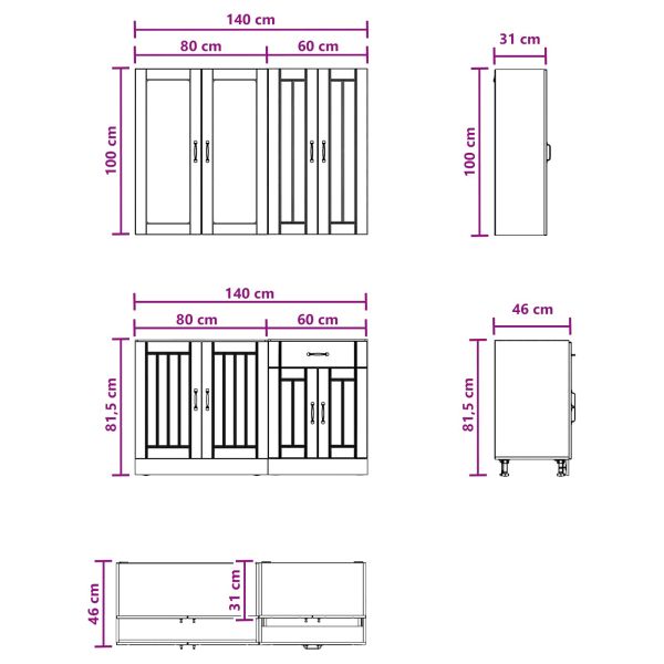 Кухненски единица LUCCA 4 pcs Черно Инженерна дървесина