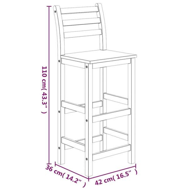 Градински бар комплект от 5 части, акация масив