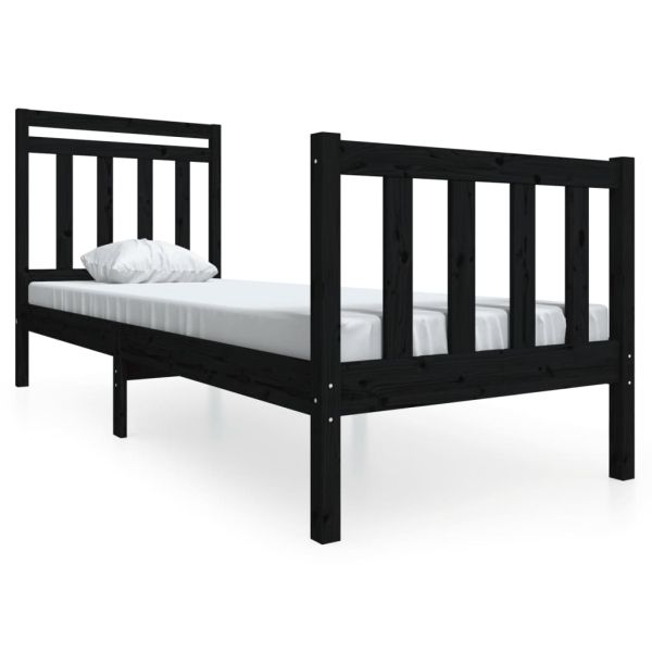 рамка за легло черна 75x190 см Small Single дърво масив
