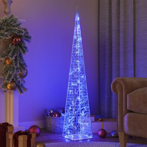 Акрилен декоративен LED светещ конус, син, 120 см