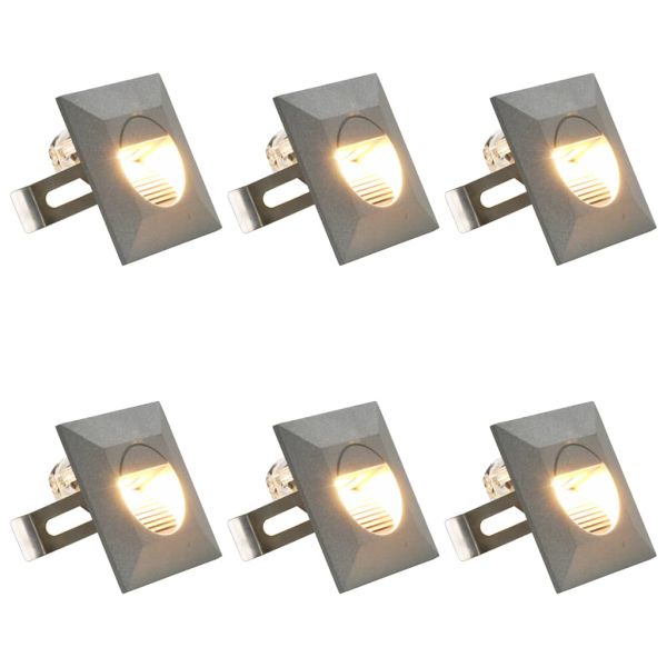 Фасадни LED аплици, 6 бр, 2 W, сребристи, квадратни