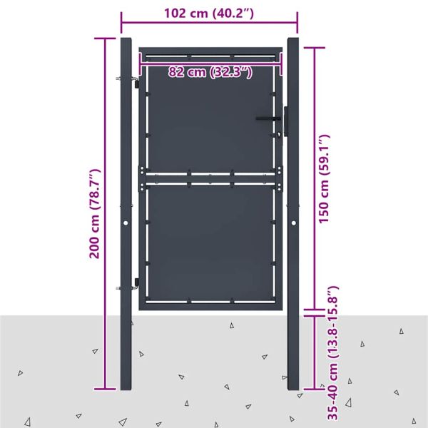 Градинска порта от стомана 100x150 см, антрацит