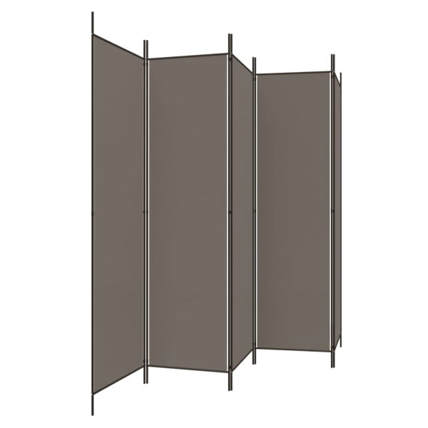 Параван за стая, 5 панела, антрацит, 250x200 cм, текстил