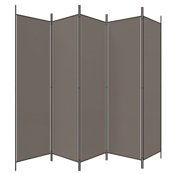 Параван за стая, 5 панела, антрацит, 250x200 cм, текстил