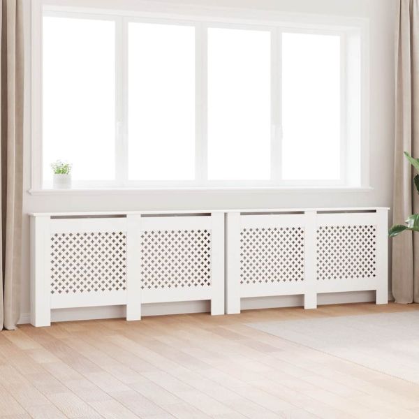 Паравани за радиатори, 2 бр, бели, 152x19x81,5 см, МДФ