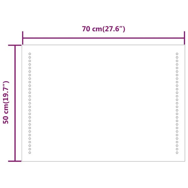 LED огледало за баня, 70x50 см
