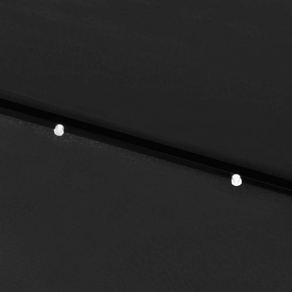 Градински чадър с LED и стоманен прът, черен, 2x3 м