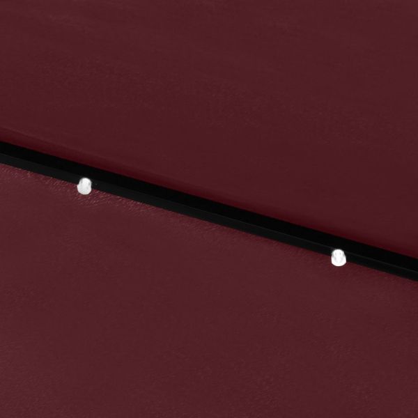 Градински чадър с LED и стоманен прът, бордо червен, 2x3 м