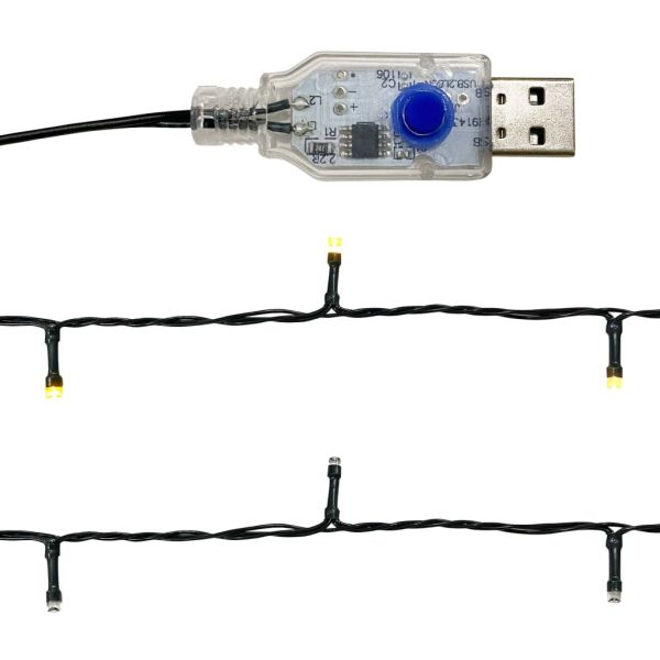 Коледен гирлянд с LED лампички, 5 м, розов