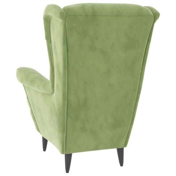 Фотьойл Wingback с табуретка, светлозелено, кадифе