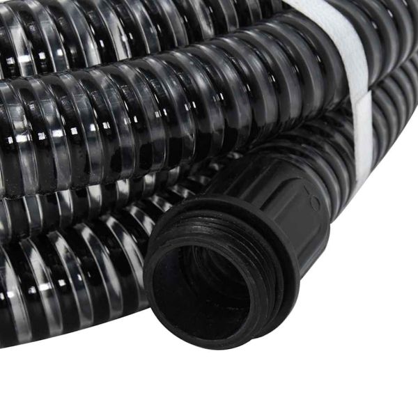 Смукателен маркуч с месингови съединители черен 1,1" 10 м PVC