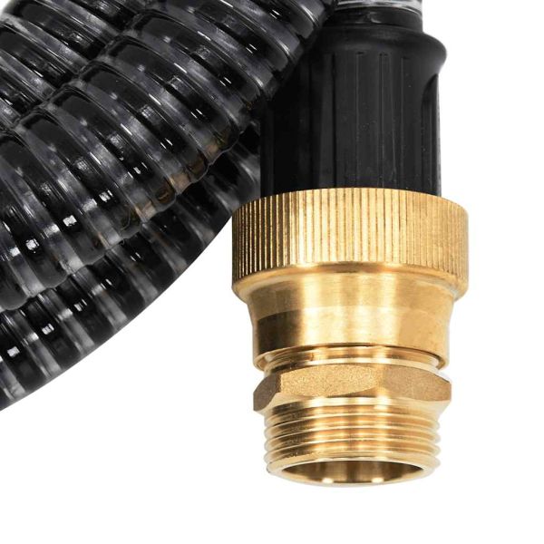 Смукателен маркуч с месингови съединители черен 1,1" 10 м PVC