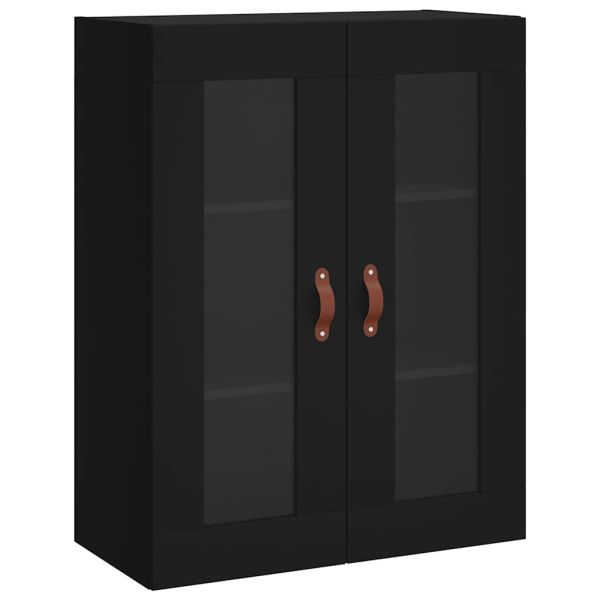 Стенни шкафове, 2 бр, черни, инженерно дърво