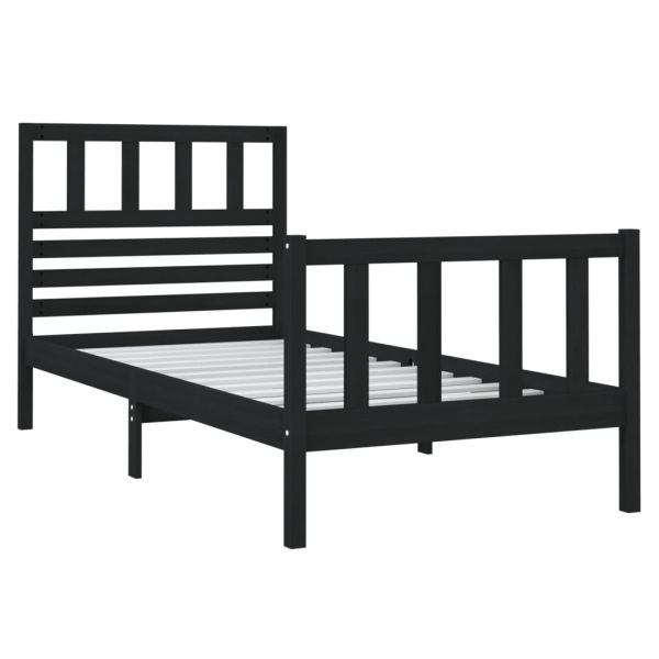 рамка за легло черна 75x190 см Small Single дърво масив