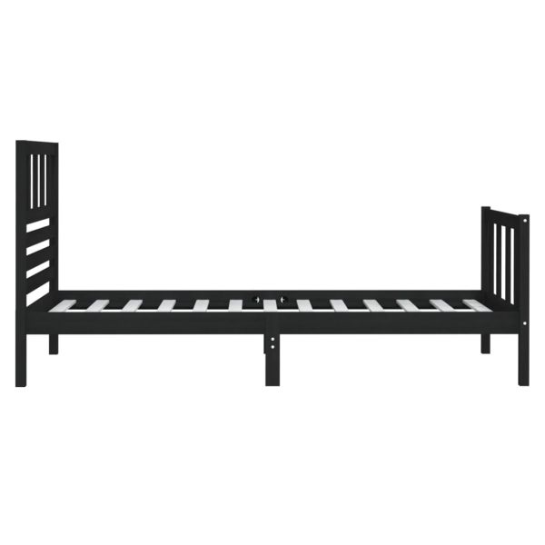 рамка за легло черна 75x190 см Small Single дърво масив