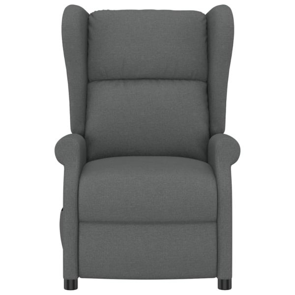 Wingback електрически реклайнер стол, тъмносив, текстил