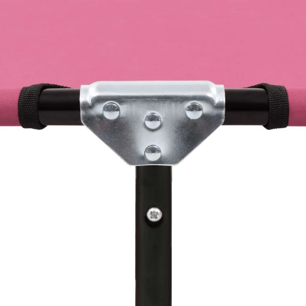 Сгъваем шезлонг, стомана, розов