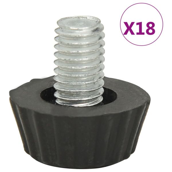 Adjustable Furniture Feet M8 18 pcs Black