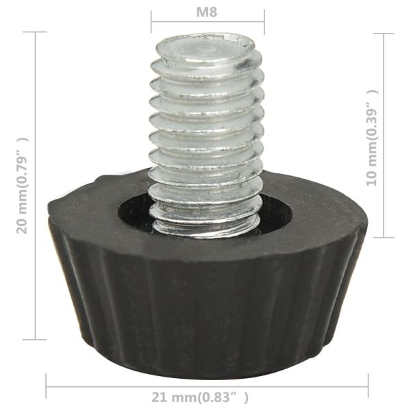 Adjustable Furniture Feet M8 18 pcs Black