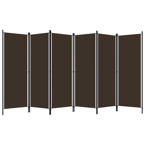 Параван за стая, 6 панела, кафяв, 300x180 cм