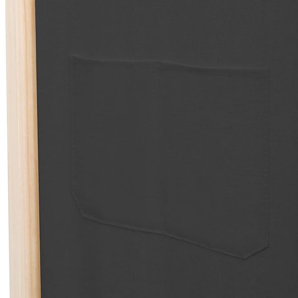 Параван за стая, 5 панела, сив, 200x170x4 cм, текстил