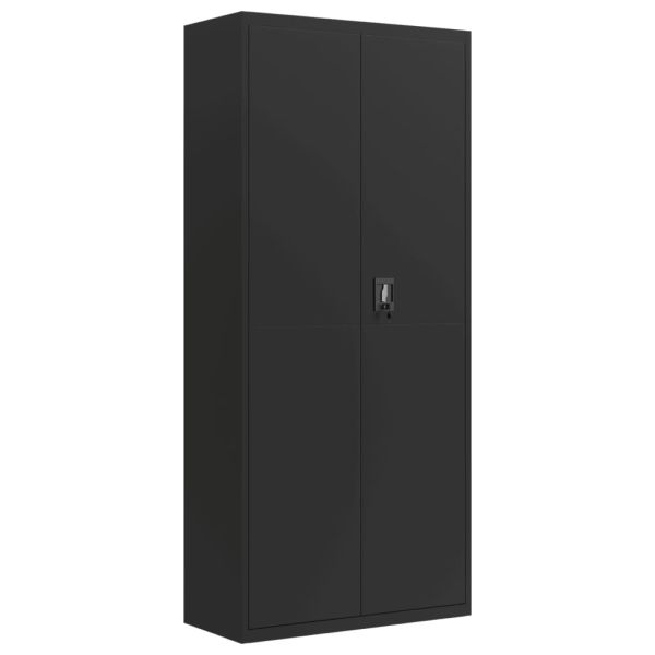 Шкаф за папки черен 90x40x200 см стомана