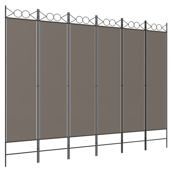 Параван за стая, 6 панела, антрацит, 240x220 cм, текстил