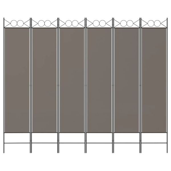 Параван за стая, 6 панела, антрацит, 240x220 cм, текстил