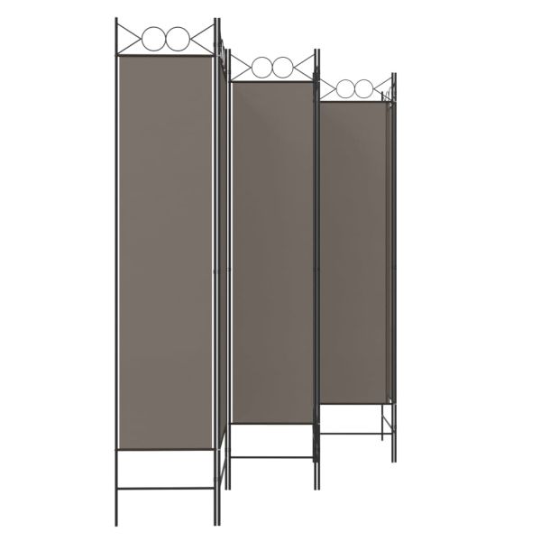 Параван за стая, 6 панела, антрацит, 240x220 cм, текстил