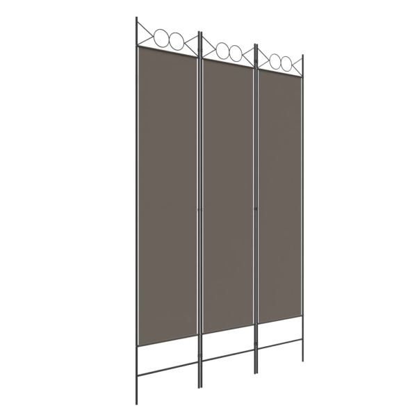 Параван за стая, 3 панела, антрацит, 120x200 cм, текстил