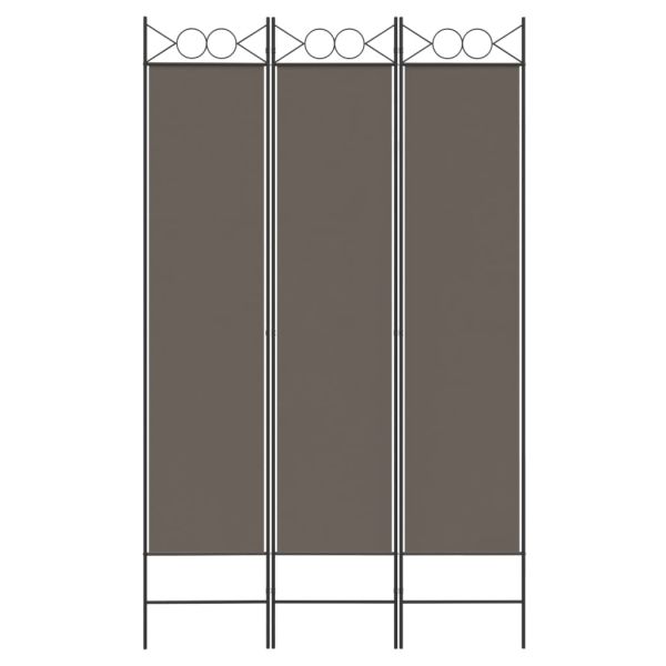 Параван за стая, 3 панела, антрацит, 120x200 cм, текстил