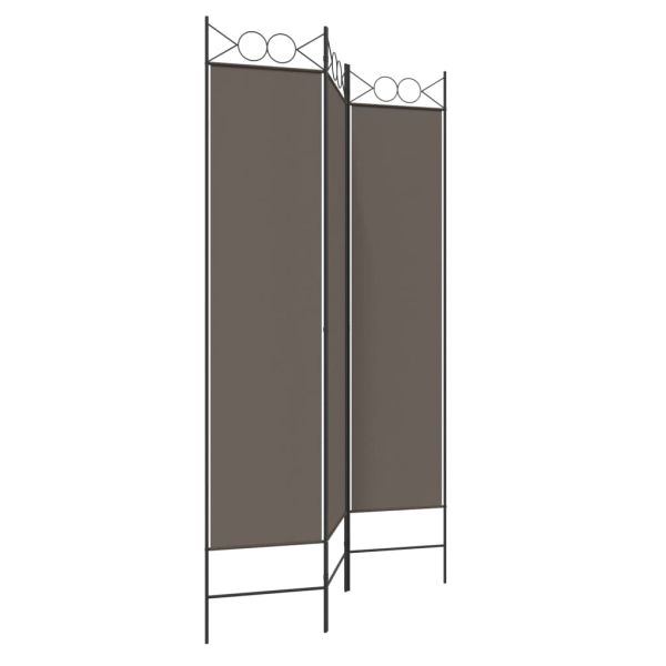 Параван за стая, 3 панела, антрацит, 120x200 cм, текстил