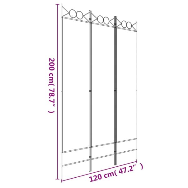 Параван за стая, 3 панела, антрацит, 120x200 cм, текстил