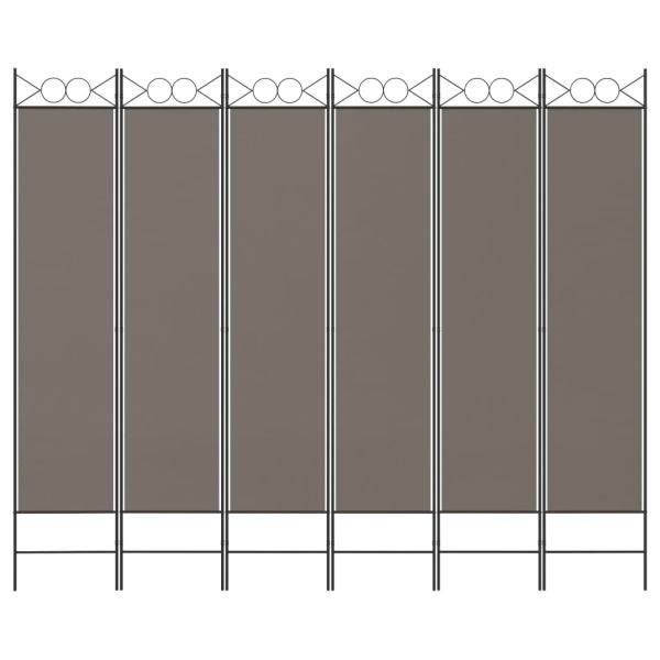 Параван за стая, 6 панела, антрацит, 240x200 cм, текстил