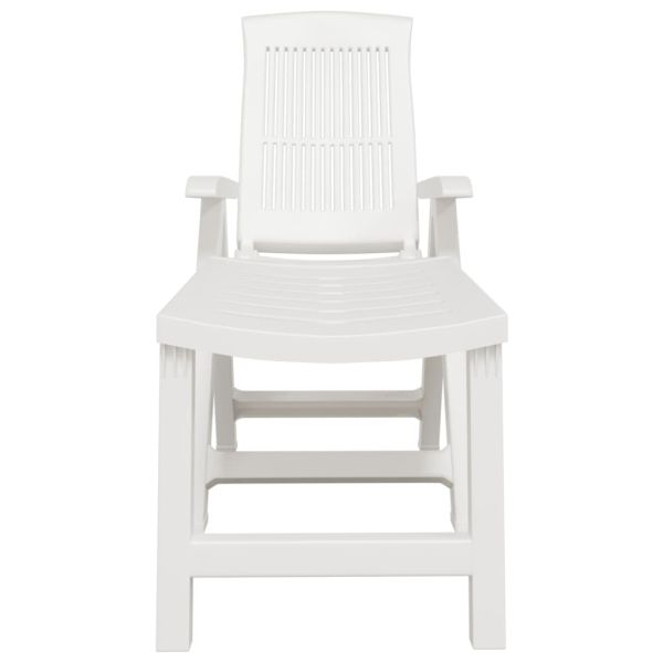 Шезлонг, бял, пластмаса