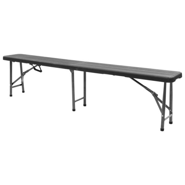 Сгъваеми градински пейки, 2 бр, 180 см, HDPE, черни