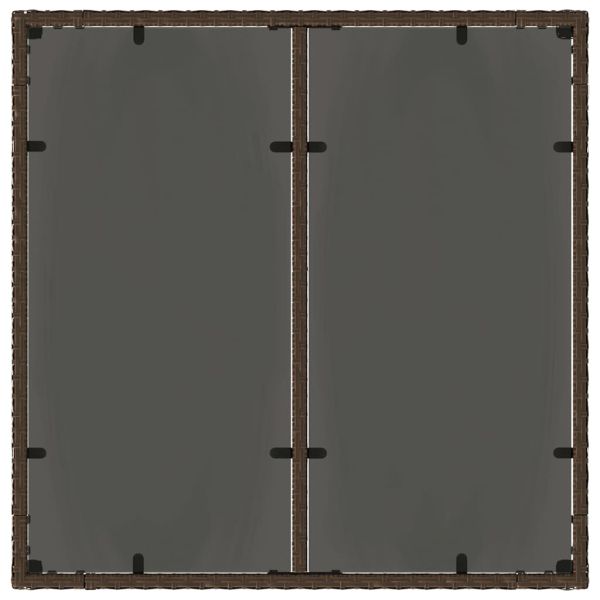 Градинска маса със стъклен плот кафява 90x90x75 см полиратан