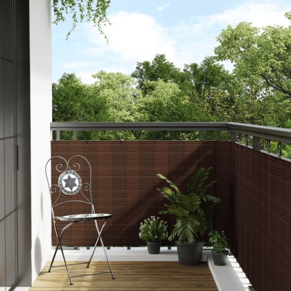 Балконски параван, кафяв и черен, 500x80 см, полиратан