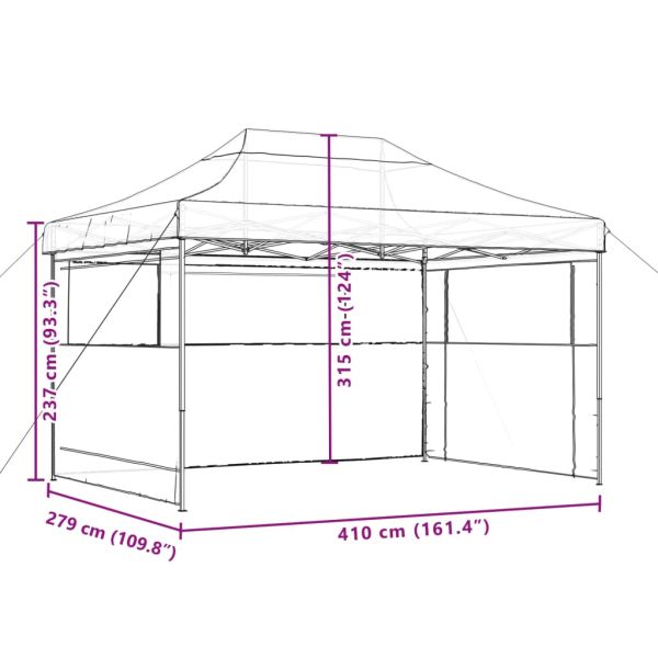 Сгъваема парти шатра pop-up с 3 странични стени бордо