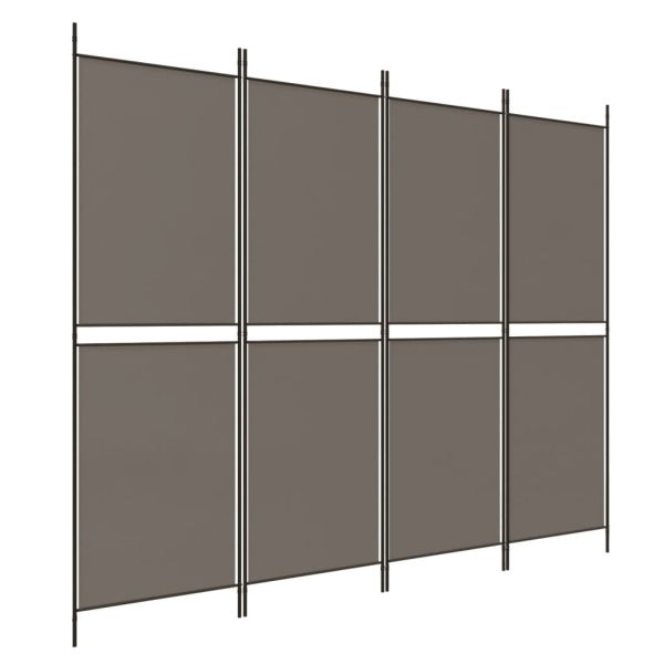 Параван за стая, 4 панела, антрацит, 200x200 cм, текстил