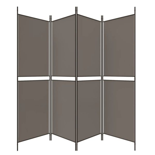 Параван за стая, 4 панела, антрацит, 200x200 cм, текстил
