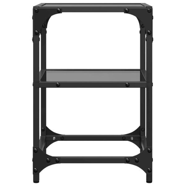 Маси за кафе с черен стъклен плот 2 бр 30x30x45 см стомана