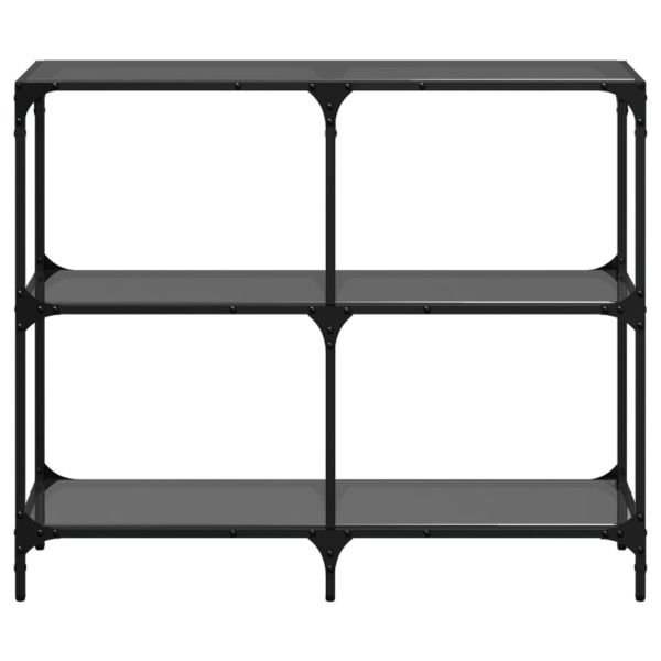 Конзолна маса с черен стъклен плот 98x30x81 см стомана