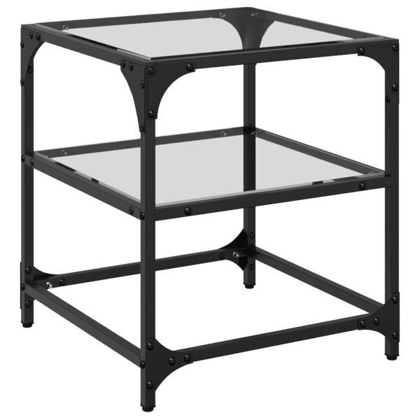Маси за кафе с прозрачен стъклен плот 2 бр 40x40x45 см стомана