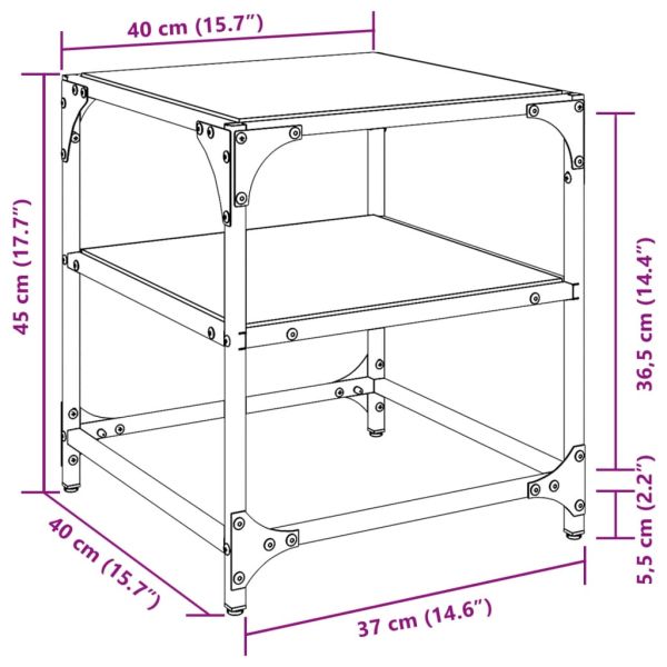 Маси за кафе с прозрачен стъклен плот 2 бр 40x40x45 см стомана