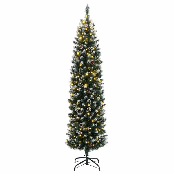 Изкуствена тънка коледна елха, 300 LED, 180 см